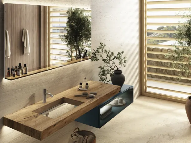 Mobile da Bagno sospeso in essenza rovere carbone Deep 07 di Birex