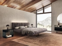 Letto con testiera in tessuto Steel Replis 1731 di Lago