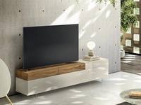 Mobile Porta Tv 36e8 2657 in vetro lucido e legno di Lago