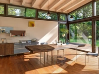 Tavolo Air Allungabile 2180 in legno su gambe in cristallo di Lago