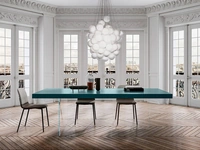 Tavolo Air Air 2170L Laccato color Ottanio con base in vetro di Lago