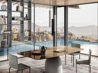 Tavolo Janeiro 2385X in vetro finitura metallo bronzo di Lago