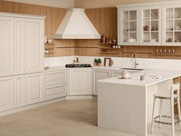 Cucina Classica con penisola Pavese 01 in Frassino laccato e Noce di Veneta Cucine