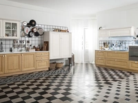 Cucina Classica ad angolo Pavese 05 in Rovere Naturale e Frassino laccato Bianco di Veneta Cucine