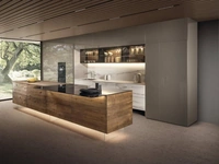 Cucina Design con isola 36e8 Project 2811 in legno e vetro di Lago