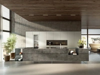 Cucina Design con isola 36e8 Project 2812 in vetro di Lago