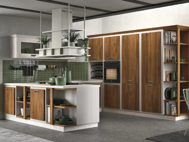 Cucina in muratura ad angolo con penisola Rebecca 05 Lube