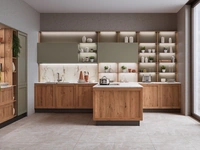 Cucina Moderna con penisola Milano 02 in Rovere e laccato Verde di Veneta Cucine