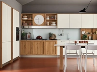 Cucina Moderna angolare Milano 05 in laccato Bianco e Rovere Nodoso di Veneta Cucine