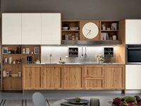 Cucina Moderna lineare Milano 03 in Rovere Nodoso e laccato Bianco di Veneta Cucine