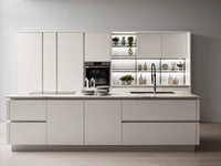 Cucina Moderna Oyster 02 con isola in laccato opaco Bianco Puro di Veneta Cucine