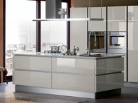 Cucina Moderna con isola Ri-flex 04 in vetro lucido di Veneta Cucine
