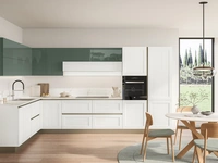 Cucina Moderna Tablet 03 in laccato Sequoia Bianco e Verde Timo di Veneta Cucine